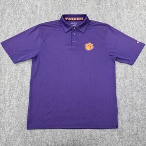 Clemson Tigers Shirt Mens Medium Purple NCAA Football Polo Champion Wicking